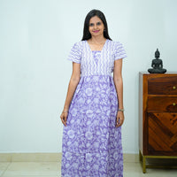Lavender Kantha Work Side Pleated Frock