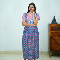 V-Neck Patchwork Jaipur Cotton Frock