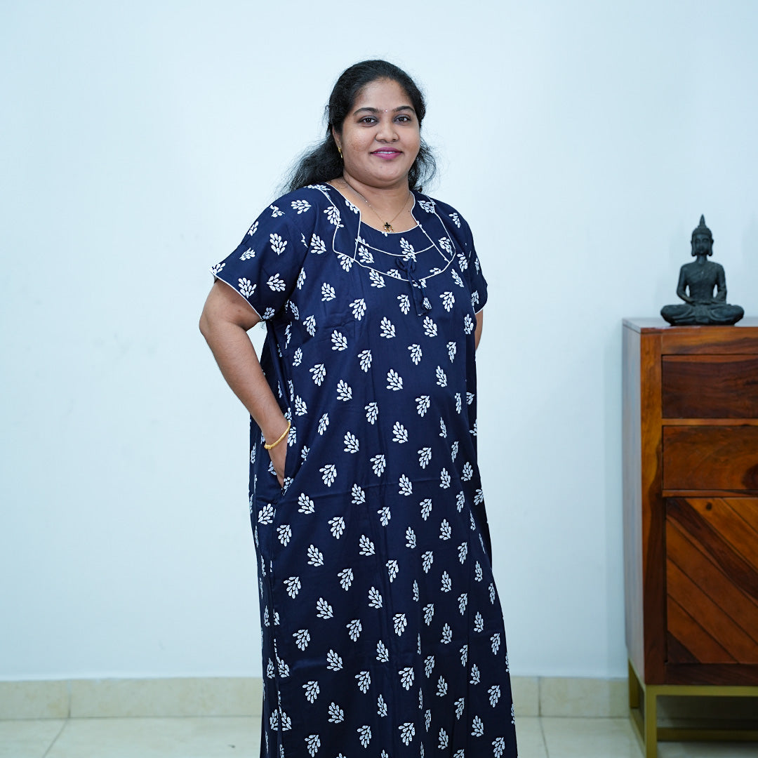 Plus Size Blue Floral Print Nighty