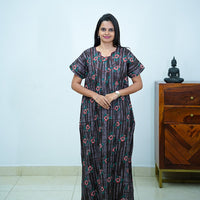 Charcoal Grey Floral Printed Cotton Budget Nighty