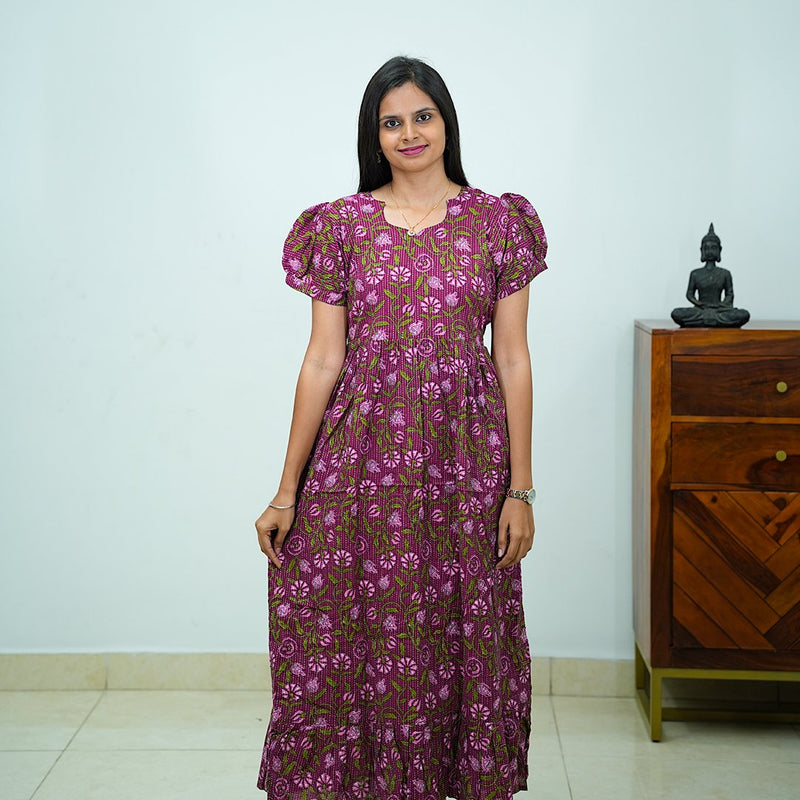 Jaipur Cotton Kantha Work Frock with Frill