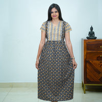 V-Neck Patchwork Jaipur Cotton Frock