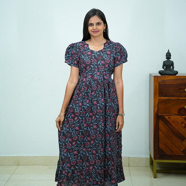 Jaipur Cotton Kantha Work Frock with Frill