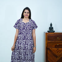 Purple Batik Printed Premium Cotton Nighty