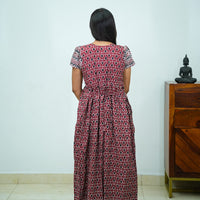 V-Neck Patchwork Jaipur Cotton Frock