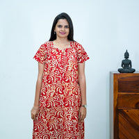 Red Batik Printed Premium Cotton Nighty