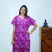 Magenta Floral Printed Cotton Budget Nighty