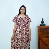 Brown Batik Printed Premium Cotton Nighty