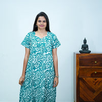 Green Batik Printed Premium Cotton Nighty