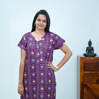 Purple Ethnic Printed Cotton Budget Nighty