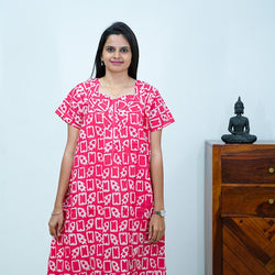 Pink Batik Printed Premium Cotton Nighty