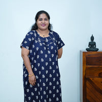 Plus Size Blue Floral Print Nighty
