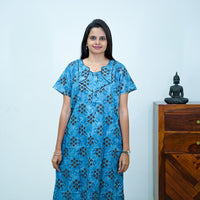 Blue Floral Printed Budget Cotton Nighty