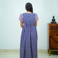 V-Neck Patchwork Jaipur Cotton Frock