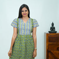 V-Neck Patchwork Jaipur Cotton Frock
