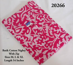 Pink Batik Printed Premium Cotton Nighty