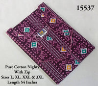 Purple Ethnic Printed Cotton Budget Nighty