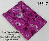 Magenta Floral Printed Cotton Budget Nighty