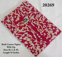 Red Batik Printed Premium Cotton Nighty