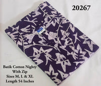 Purple Batik Printed Premium Cotton Nighty