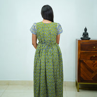 V-Neck Patchwork Jaipur Cotton Frock