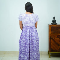 Lavender Kantha Work Side Pleated Frock