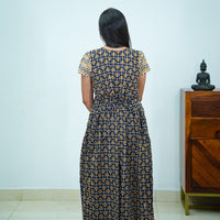 V-Neck Patchwork Jaipur Cotton Frock