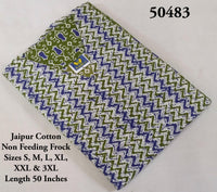 V-Neck Patchwork Jaipur Cotton Frock
