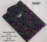 Jaipur Cotton Kantha Work Frock with Frill