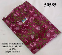 Jaipur Cotton Kantha Work Frock with Frill