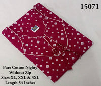 Pink Printed Cotton Nighty Without Zip