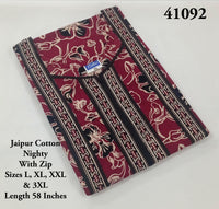 Premium Jaipur Cotton Floral Nighty With Invisible Zip