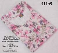 Digital Floral Printed Hakoba Cotton Nighty