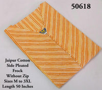 Striped Jaipur Cotton Side-Pleated Frock