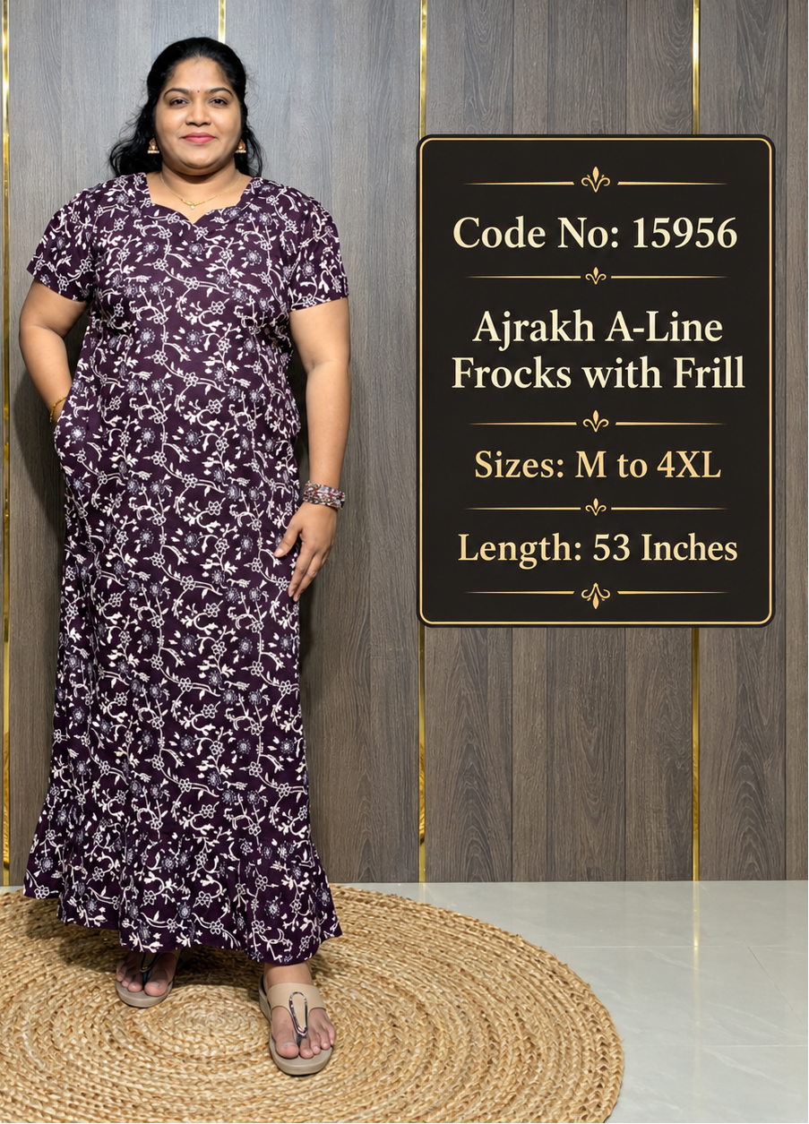 Ajrakh A-Line Frill Frock