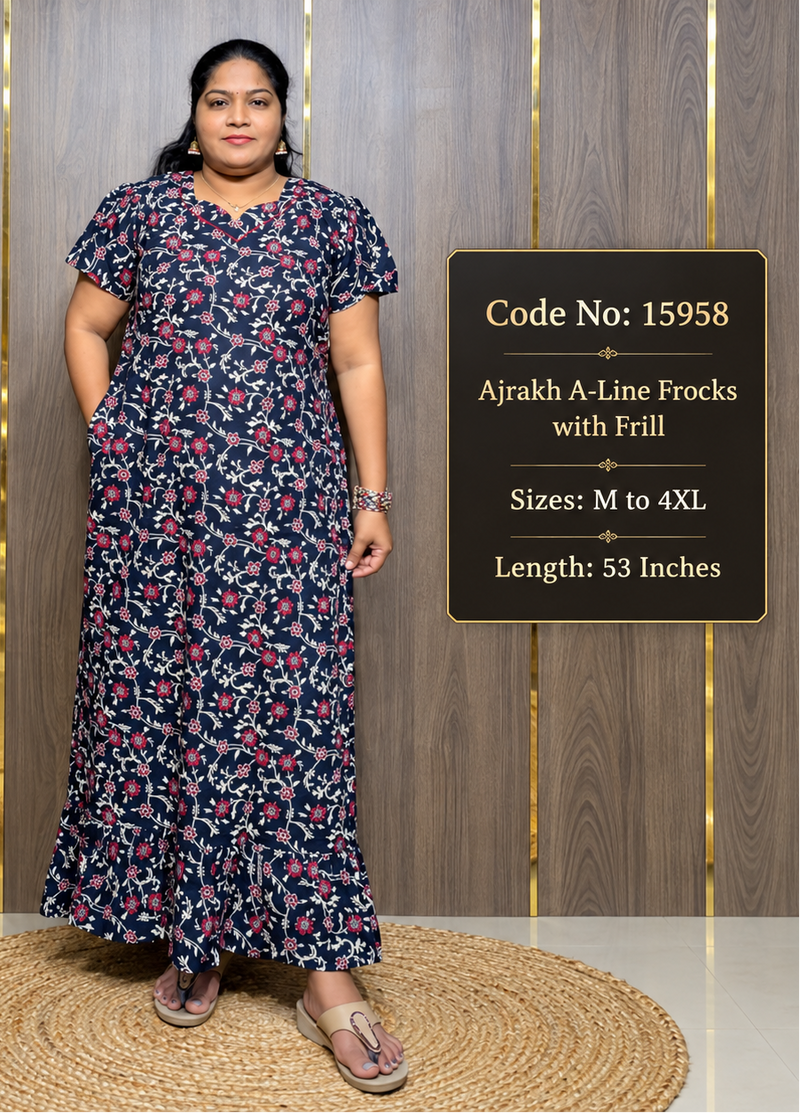 Ajrakh A-Line Frill Frock