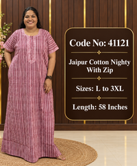 Striped Pattern Jaipur Cotton Nighty