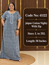 Striped Pattern Jaipur Cotton Nighty