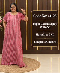 Striped Pattern Jaipur Cotton Nighty