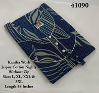 Kantha Work Jaipur Cotton Nighty Without Zip
