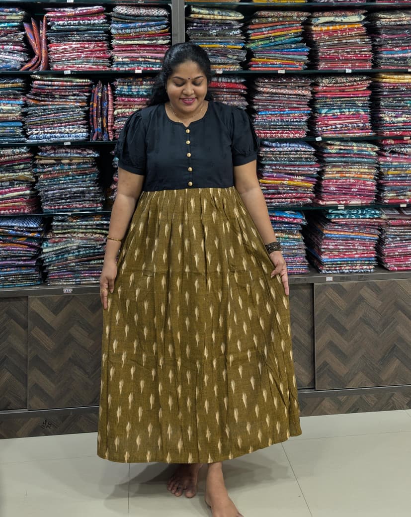 Hakoba Yoke Ikkat Frock