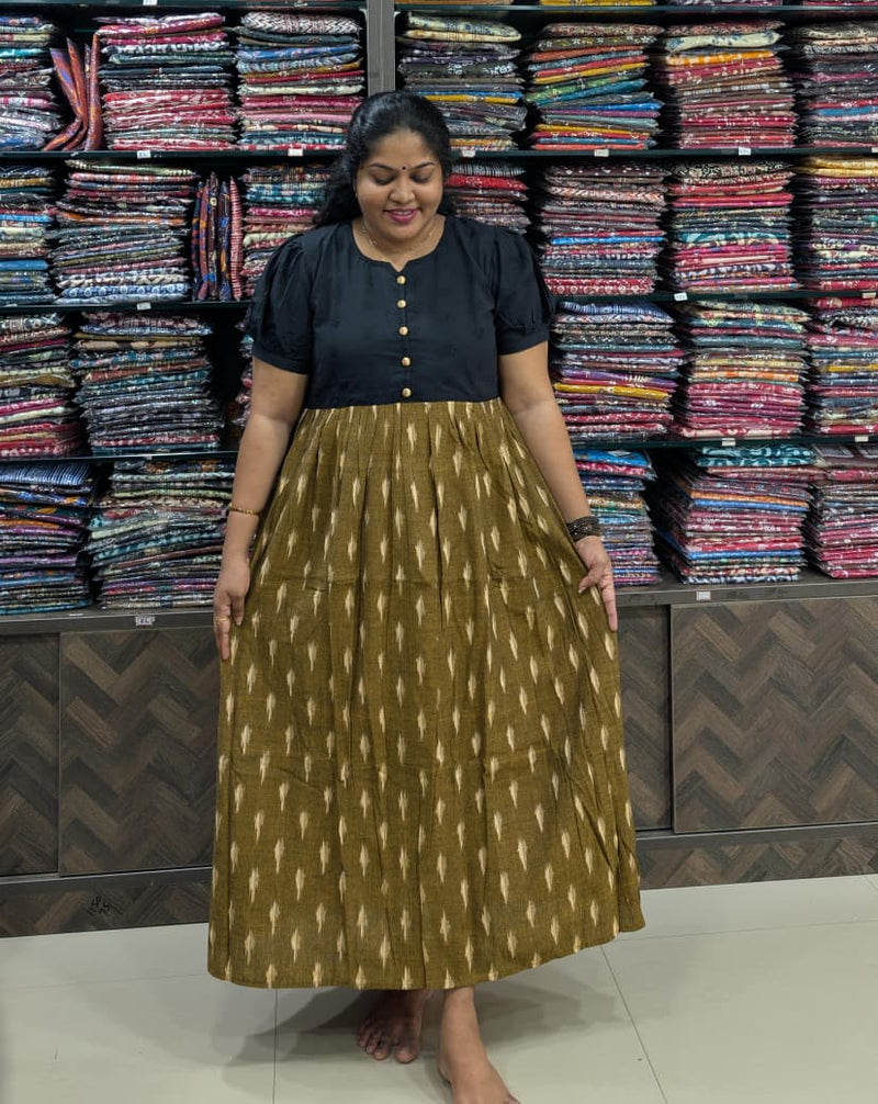 Hakoba Yoke Ikkat Frock