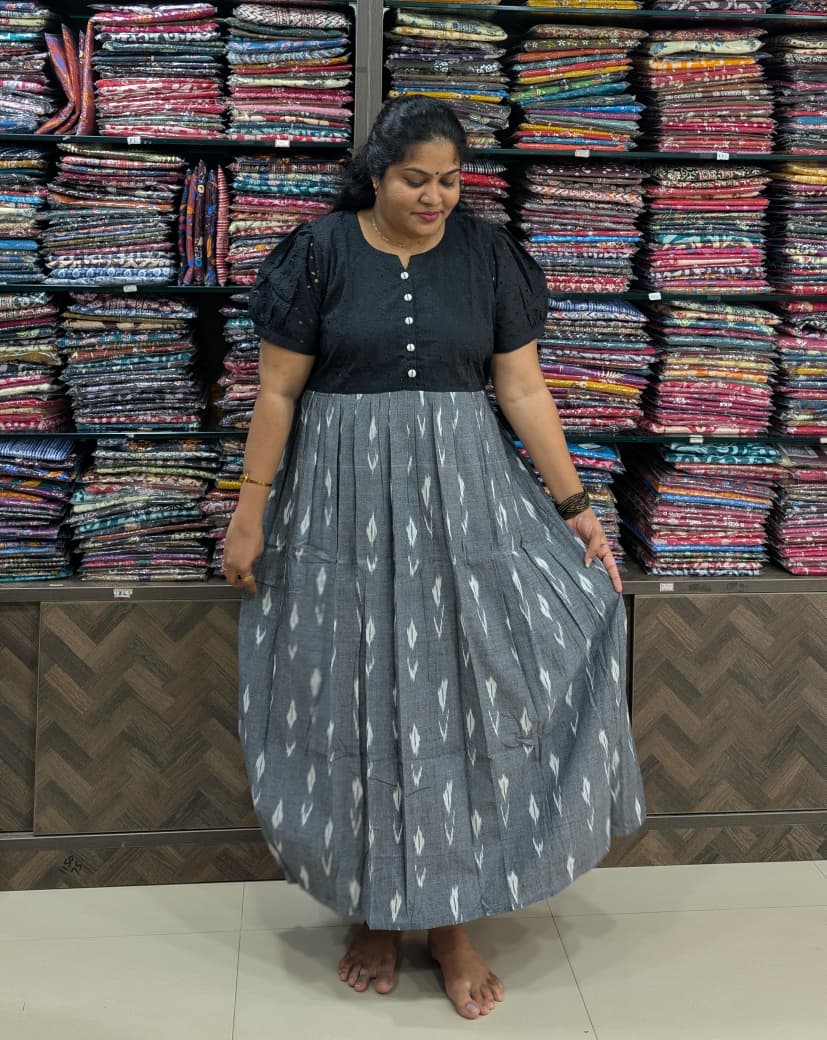 Hakoba Yoke Ikkat Frock