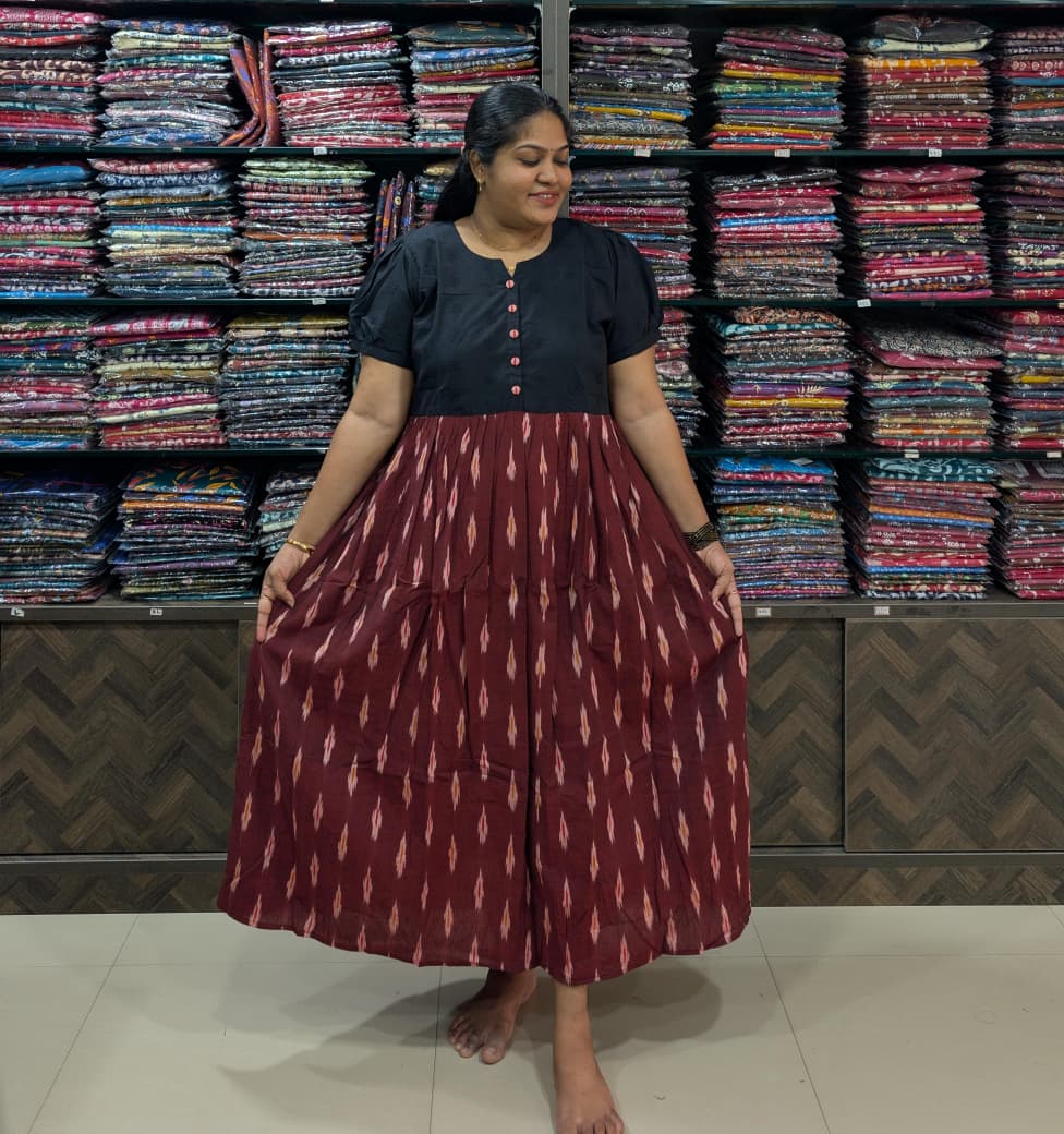 Hakoba Yoke Ikkat Frock