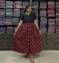Hakoba Yoke Ikkat Frock