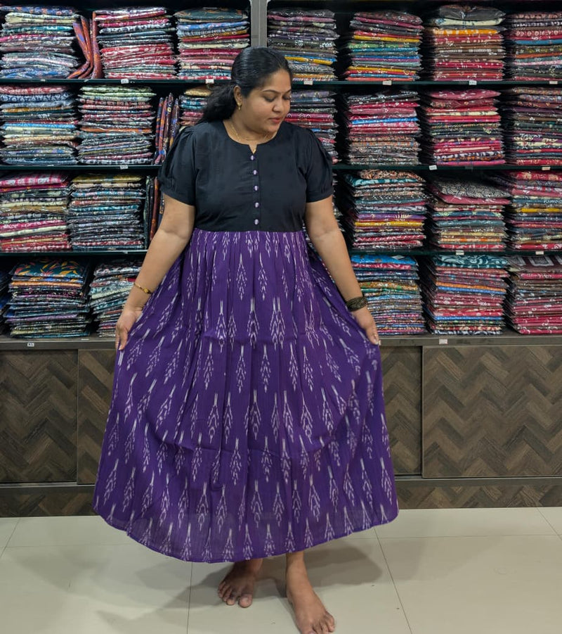 Hakoba Yoke Ikkat Frock