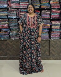 Premium Jaipur Cotton Floral Nighty With Invisible Zip