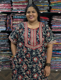 Premium Jaipur Cotton Floral Nighty With Invisible Zip