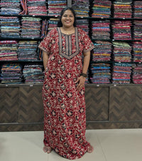 Premium Jaipur Cotton Floral Nighty With Invisible Zip