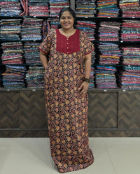 Hakoba Patchwork Kalamkari Cotton Nighty